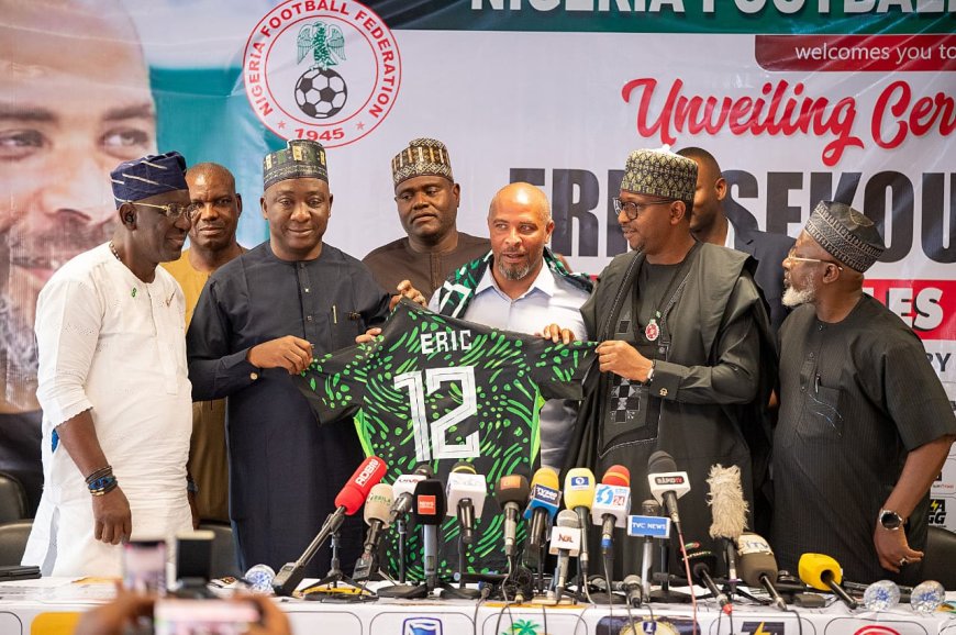 Pictorial: NFF unveils Chelle as new Super Eagles coach