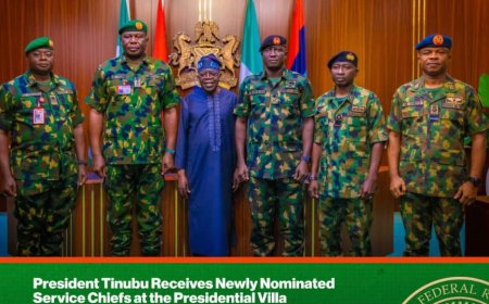 President Tinubu Meets Newly Appointed Service Chiefs at the Presidential Villa, Abuja