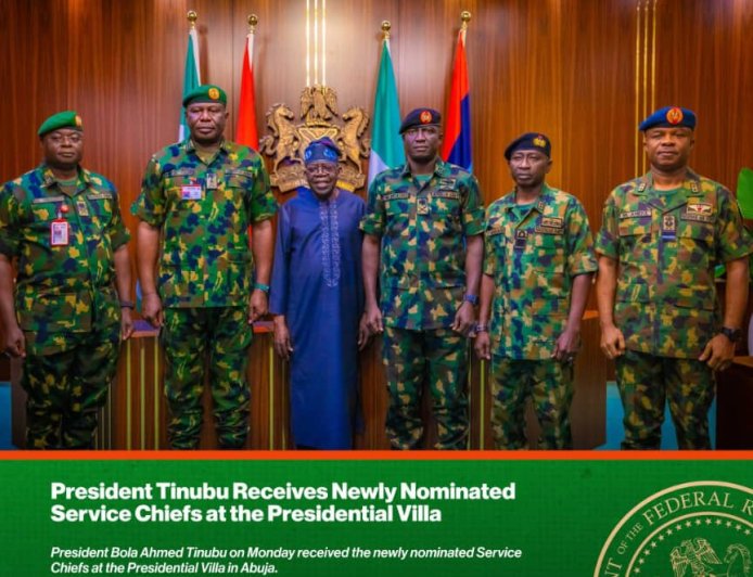 President Tinubu Meets Newly Appointed Service Chiefs at the Presidential Villa, Abuja