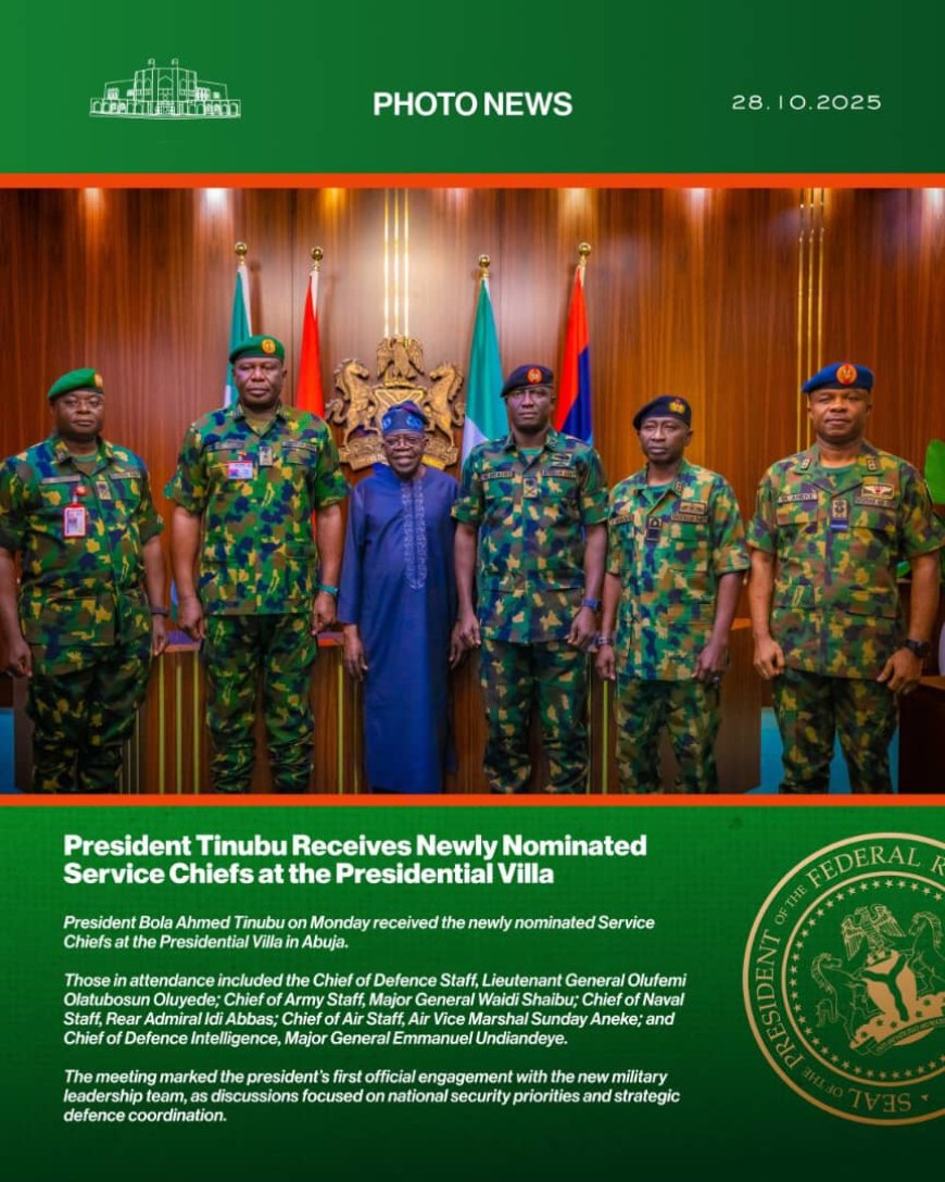 President Tinubu Meets Newly Appointed Service Chiefs at the Presidential Villa, Abuja